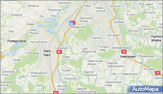 mapa Łazy Biegonickie, Łazy Biegonickie na mapie Targeo