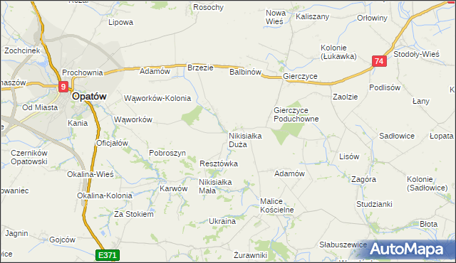 mapa Nikisiałka Duża, Nikisiałka Duża na mapie Targeo