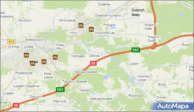 mapa Barycz gmina Dobroń, Barycz gmina Dobroń na mapie Targeo