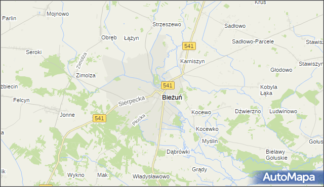 mapa Bieżuń, Bieżuń na mapie Targeo