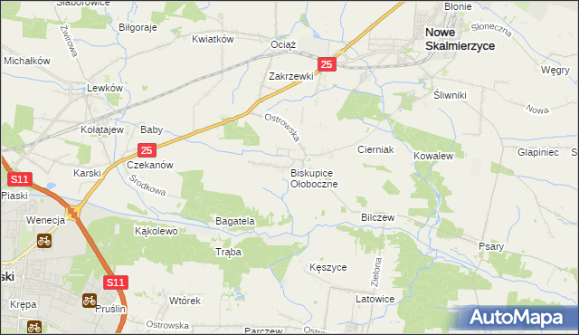 mapa Biskupice Ołoboczne, Biskupice Ołoboczne na mapie Targeo