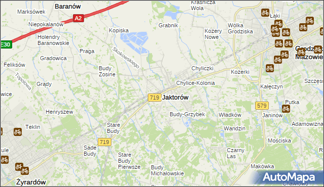 mapa Jaktorów, Jaktorów na mapie Targeo