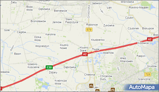 mapa Kłudno Stare, Kłudno Stare na mapie Targeo