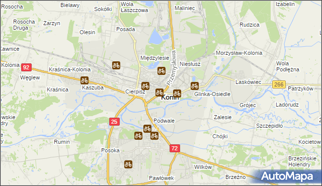 mapa Konina, Konin na mapie Targeo