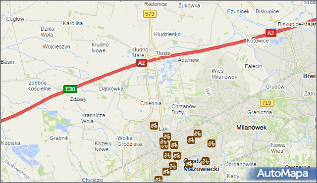 mapa Natolin gmina Grodzisk Mazowiecki, Natolin gmina Grodzisk Mazowiecki na mapie Targeo