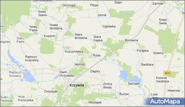 mapa Ruda gmina Krzywda, Ruda gmina Krzywda na mapie Targeo