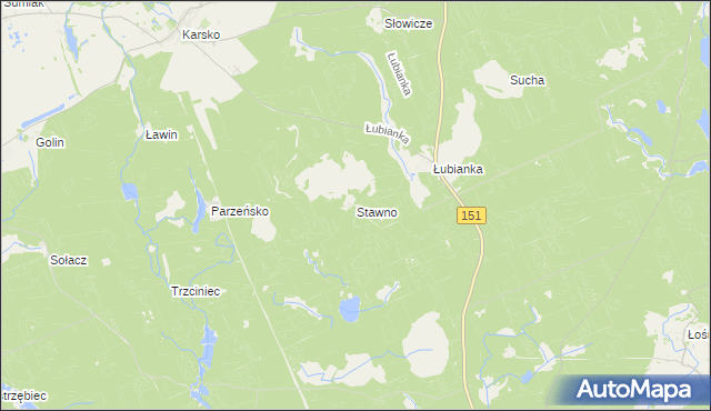 mapa Stawno gmina Nowogródek Pomorski, Stawno gmina Nowogródek Pomorski na mapie Targeo