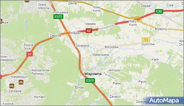 mapa Stefanówka gmina Wiązowna, Stefanówka gmina Wiązowna na mapie Targeo