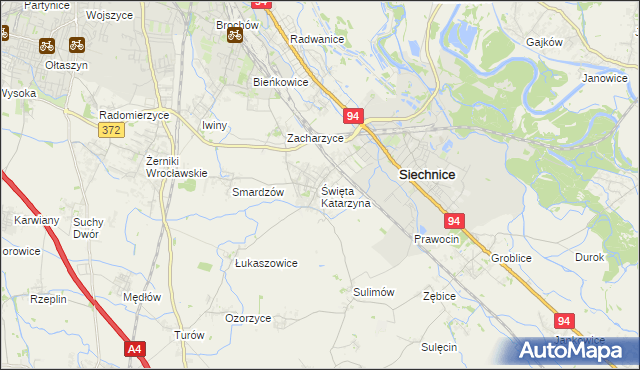 mapa Święta Katarzyna gmina Siechnice, Święta Katarzyna gmina Siechnice na mapie Targeo