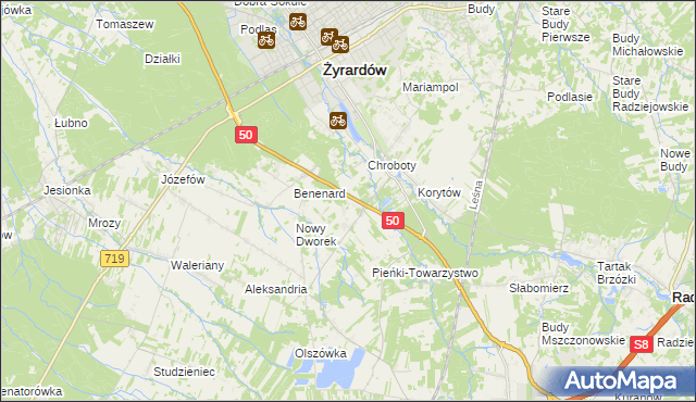 mapa Zazdrość gmina Radziejowice, Zazdrość gmina Radziejowice na mapie Targeo