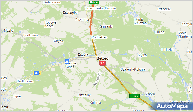 mapa Bełżec, Bełżec na mapie Targeo