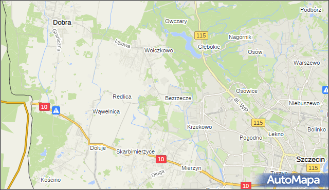 mapa Bezrzecze, Bezrzecze na mapie Targeo