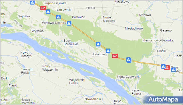 mapa Białobrzegi gmina Bodzanów, Białobrzegi gmina Bodzanów na mapie Targeo