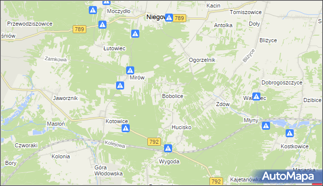 mapa Bobolice gmina Niegowa, Bobolice gmina Niegowa na mapie Targeo