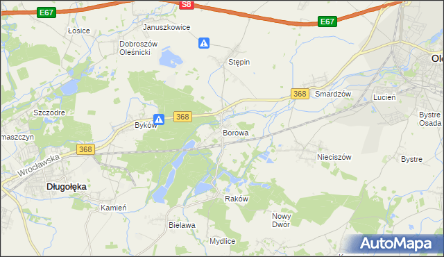 mapa Borowa gmina Długołęka, Borowa gmina Długołęka na mapie Targeo