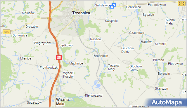 mapa Brochocin gmina Trzebnica, Brochocin gmina Trzebnica na mapie Targeo