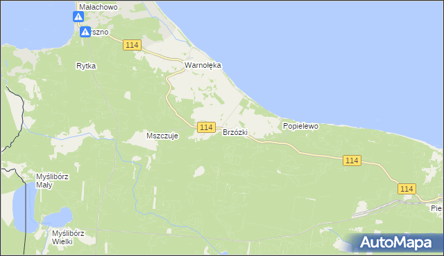 mapa Brzózki gmina Nowe Warpno, Brzózki gmina Nowe Warpno na mapie Targeo