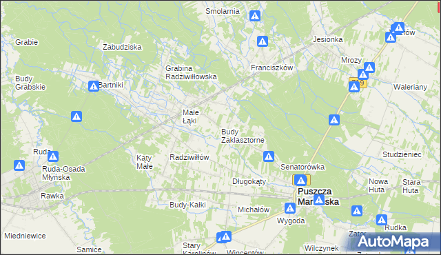 mapa Budy Zaklasztorne, Budy Zaklasztorne na mapie Targeo