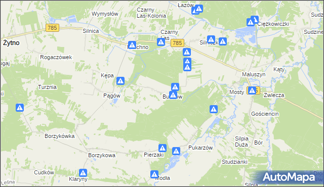 mapa Budzów gmina Żytno, Budzów gmina Żytno na mapie Targeo