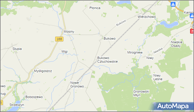 mapa Bukowo Człuchowskie, Bukowo Człuchowskie na mapie Targeo