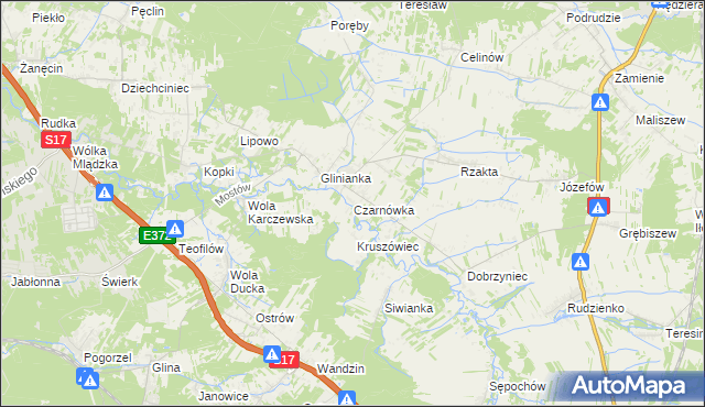 mapa Czarnówka gmina Wiązowna, Czarnówka gmina Wiązowna na mapie Targeo