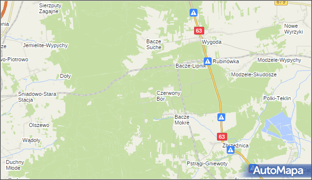 mapa Czerwony Bór gmina Zambrów, Czerwony Bór gmina Zambrów na mapie Targeo