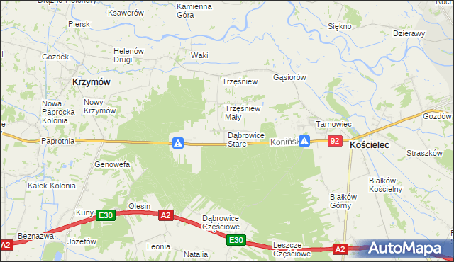 mapa Dąbrowice Stare, Dąbrowice Stare na mapie Targeo