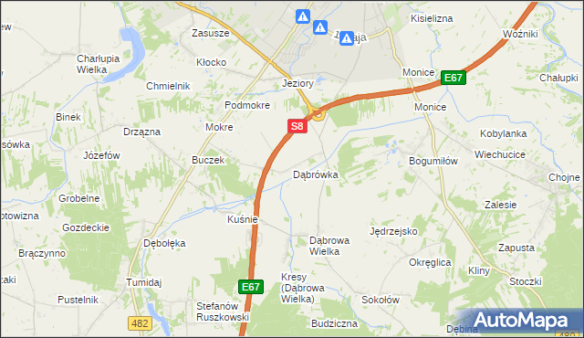 mapa Dąbrówka gmina Sieradz, Dąbrówka gmina Sieradz na mapie Targeo