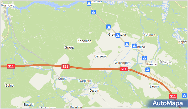 mapa Darżewo gmina Bobolice, Darżewo gmina Bobolice na mapie Targeo