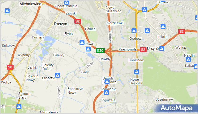 mapa Dawidy gmina Raszyn, Dawidy gmina Raszyn na mapie Targeo