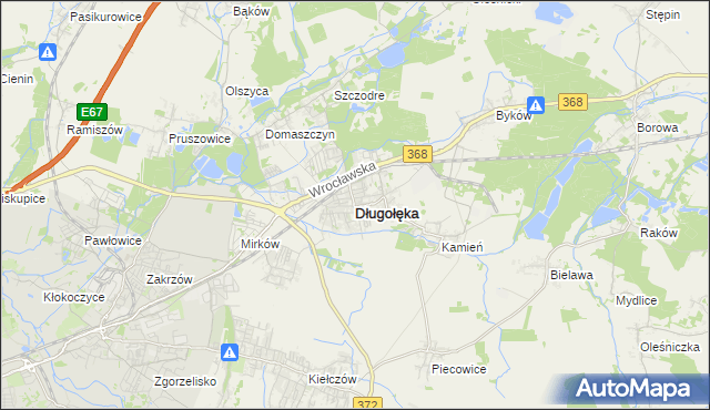 mapa Długołęka powiat wrocławski, Długołęka powiat wrocławski na mapie Targeo