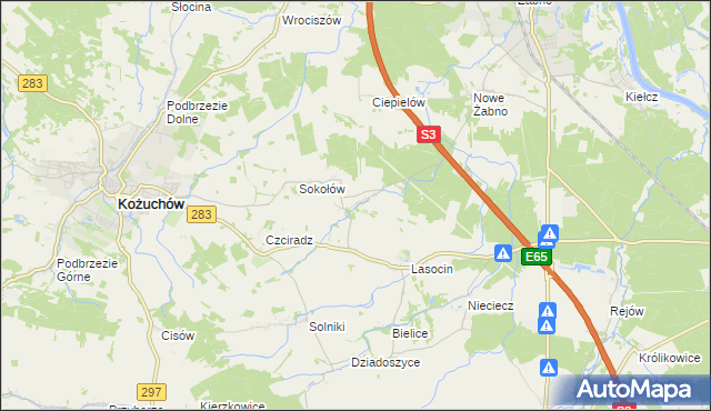 mapa Drwalewice gmina Kożuchów, Drwalewice gmina Kożuchów na mapie Targeo