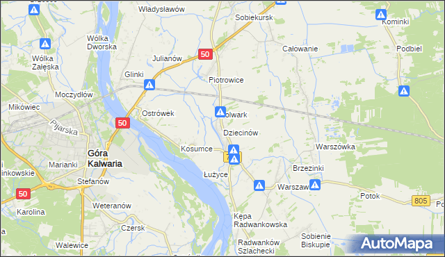 mapa Dziecinów gmina Sobienie-Jeziory, Dziecinów gmina Sobienie-Jeziory na mapie Targeo