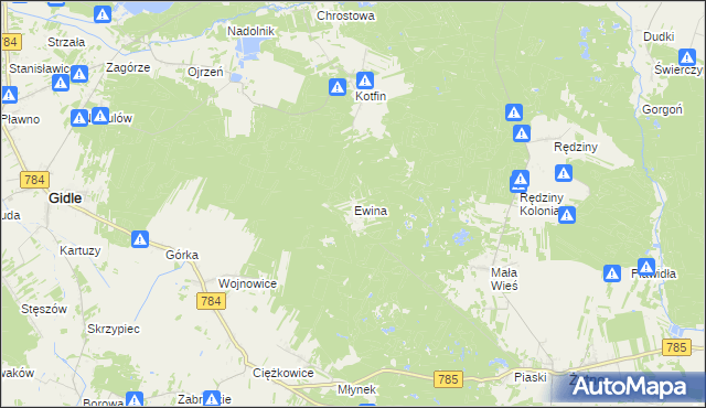 mapa Ewina gmina Żytno, Ewina gmina Żytno na mapie Targeo