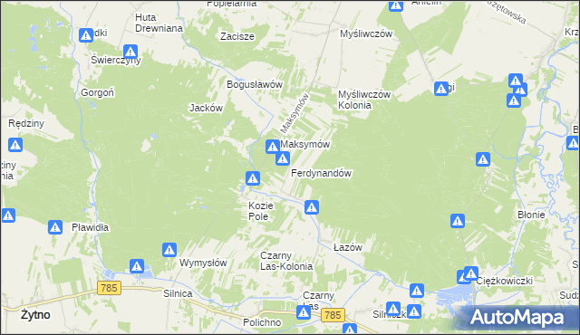 mapa Ferdynandów gmina Żytno, Ferdynandów gmina Żytno na mapie Targeo