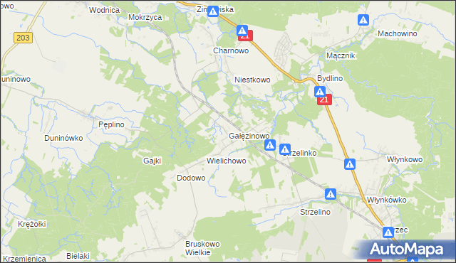 mapa Gałęzinowo, Gałęzinowo na mapie Targeo