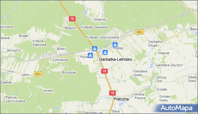 mapa Garbatka-Letnisko, Garbatka-Letnisko na mapie Targeo