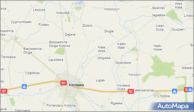 mapa Głogowa gmina Kłodawa, Głogowa gmina Kłodawa na mapie Targeo