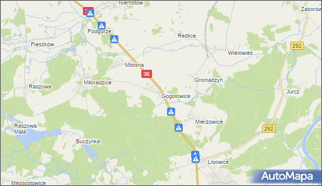 mapa Gogołowice gmina Lubin, Gogołowice gmina Lubin na mapie Targeo