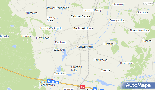 mapa Goworowo powiat ostrołęcki, Goworowo powiat ostrołęcki na mapie Targeo