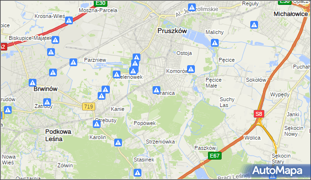 mapa Granica gmina Michałowice, Granica gmina Michałowice na mapie Targeo