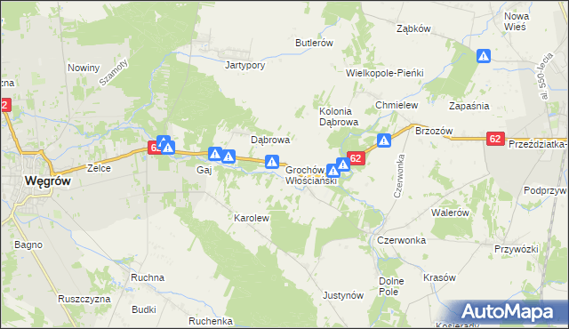 mapa Grochów Włościański, Grochów Włościański na mapie Targeo