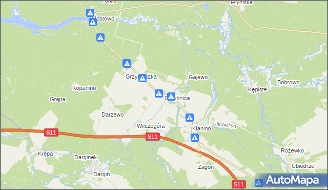 mapa Grzybnica gmina Manowo, Grzybnica gmina Manowo na mapie Targeo