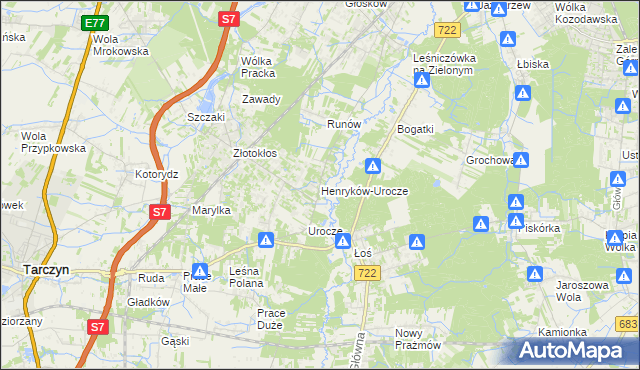 mapa Henryków-Urocze, Henryków-Urocze na mapie Targeo