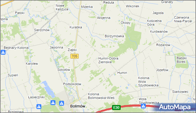 mapa Humin-Dobra Ziemskie, Humin-Dobra Ziemskie na mapie Targeo
