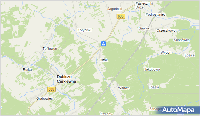 mapa Istok gmina Dubicze Cerkiewne, Istok gmina Dubicze Cerkiewne na mapie Targeo