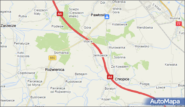 mapa Jankowice gmina Chłopice, Jankowice gmina Chłopice na mapie Targeo