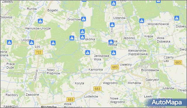 mapa Jaroszowa Wola, Jaroszowa Wola na mapie Targeo