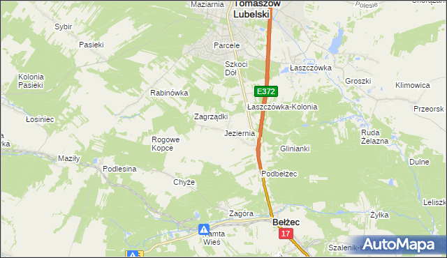 mapa Jeziernia, Jeziernia na mapie Targeo