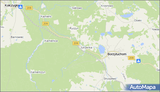 mapa Jutrzenka gmina Borzytuchom, Jutrzenka gmina Borzytuchom na mapie Targeo